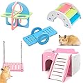 Cisolen Pack of 5 Hamster Toys Hamster House Rainbow Bridge Training Toy Cage Seesaw Swing Hamster Cage Accessories Hamster Playground for Hamsters Rats Gerbils Small Animals
