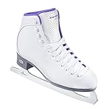 Riedell Skates - 118 Sparkle - Beginner Soft Figure Ice Skates with Stainless Steel Spiral Blade | White | Size 7