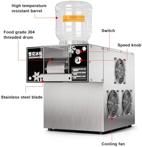 Commercial Ice Shaver Machine - High Efficiency 120Kg Output for Snow Cones and Shaved Ice,Ideal for Ice Cream Shops and Snack Bars,60Kg