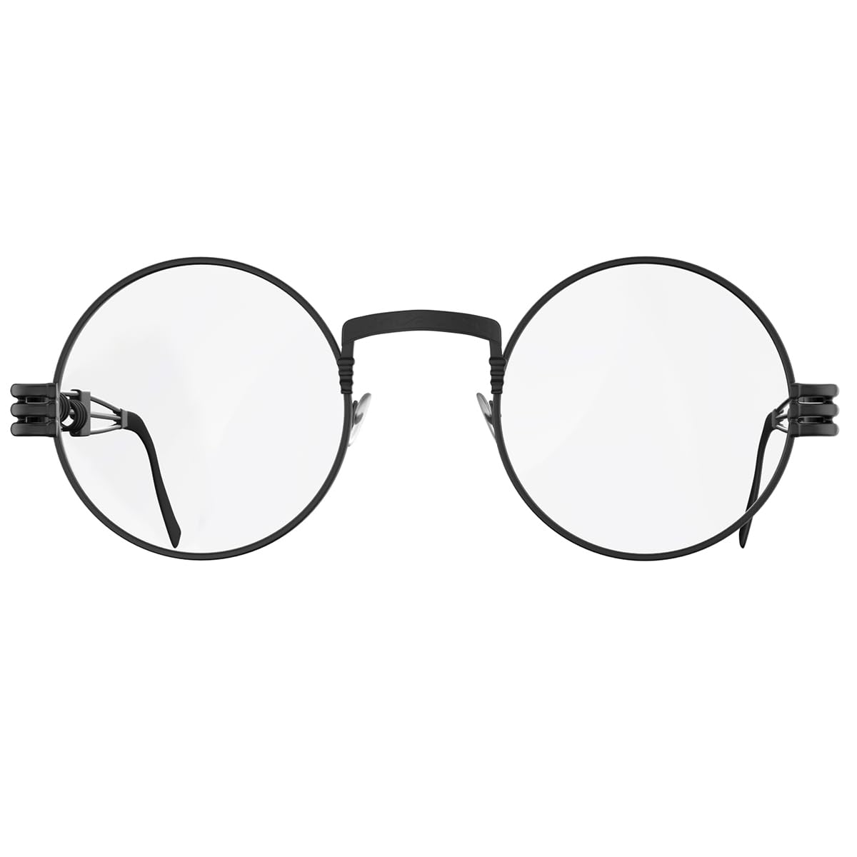 Yvey Vintage Round Steampunk Glasses for Mens and Womens Circle Style Eyeglasses (Black Frame/Clear Lens)