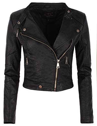 Preisvergleich Produktbild Fraternel Damen Jacke Bikerjacke Kunstlederjacke Schwarz M / 38