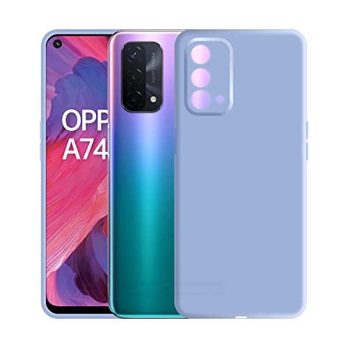 Image of Case Creation Liquid TPU Silicone Cover for Oppo A74 5G Soft Case,Anti-Dirty Slim Case Frosted Matte Cute Candy TPU Raised Bezel (Splash of Color) Back Case Cover for Oppo A74 5G -Navy Electric Blue