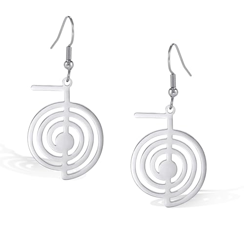 VASSAGO Cho Ku Rei Reiki Necklace Healing Energy Symbol Yoga Power Sacred Geometry Pendant Reiki Necklace Drop Earrings for Women Meditation Protection Amulet Jewelry