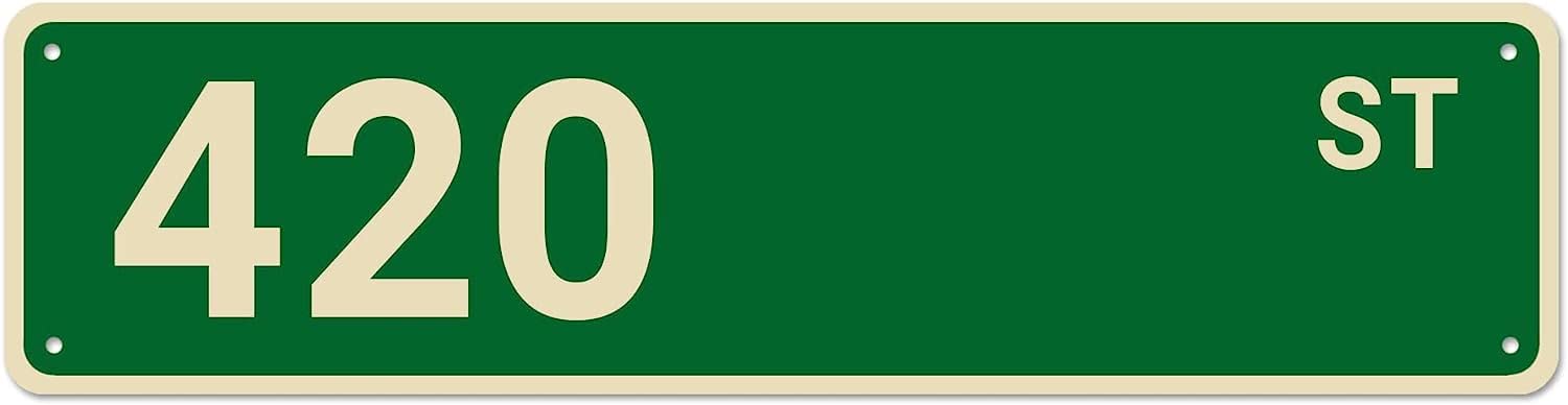 Sitrmgh Sign 420 Street S, 420 Decor 420 Wall Decor For Home/Driveway/Man Cave/Bar, Quality Metal S 16X4 Inch