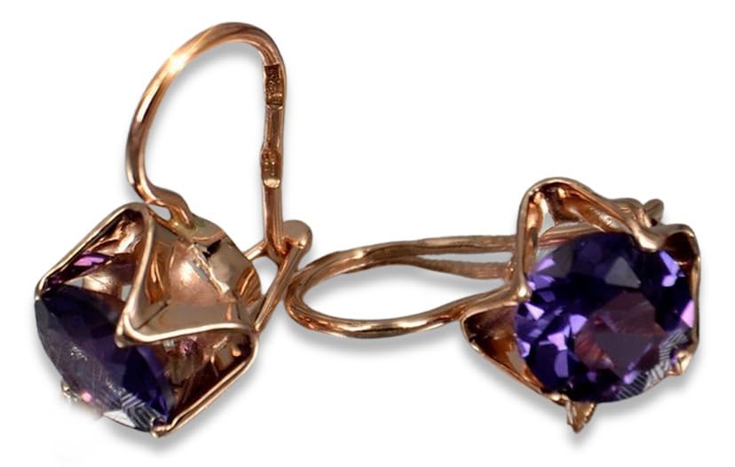 Russian Soviet rose pink 14k 585 gold earrings vec142 alexandrite ruby emerald sapphire ...4