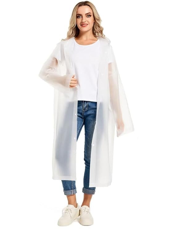 W+ Unisex EVA Waterproof Rain Coat Hooded Outdoor Water Resistant Suit Portable (White) (1 Piece)-picture-28