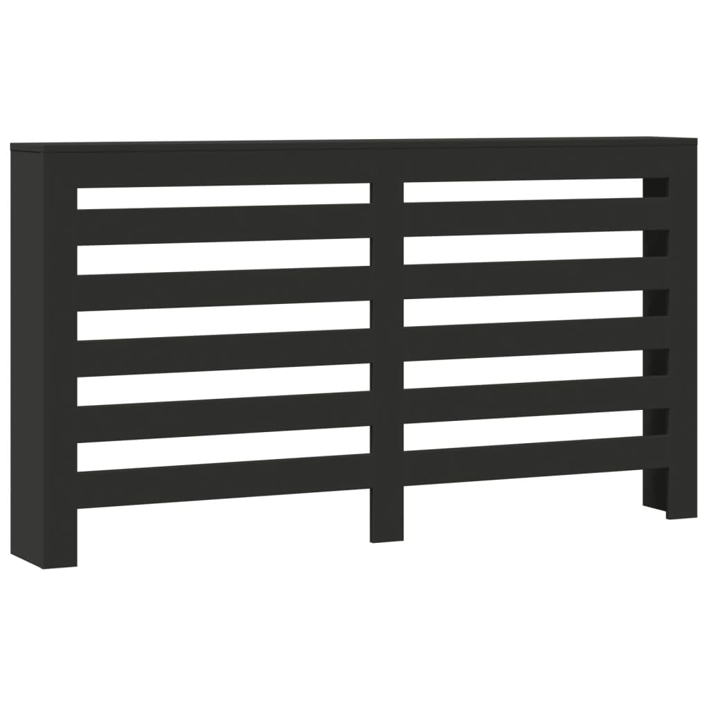 Vidaxl Black Radiator Cover - Engineered Wood Slatted Cabinet With Shelf - - 149X20x82 Cm 20Cm