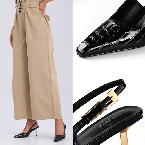 Image of iiimmu Slingback Heels for Women 3.5 in / 4 in Kitten Heel Closed Toe Pumps Dress Shoes