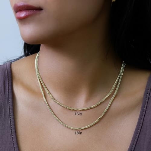 Nuragold 14k Real Yellow Gold Franco Square 2.5mm Box Chain Wheat Chain Necklace (16"-30") Italian Jewelry for Men & Women3
