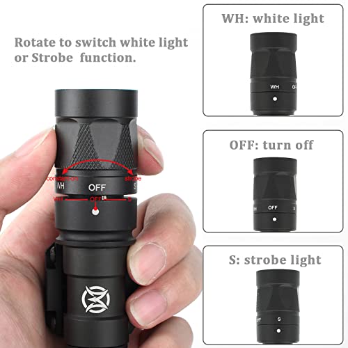 QIRUIMY M300W Strobe Torch with Dual Function Switch,500 Lumens Tactical Strobe Flashlight Scout Light for 20mm Picatinny Rail System (Black) - Image 3