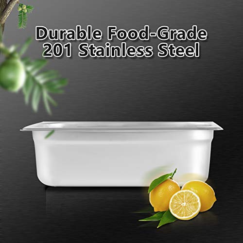 Aplancee Steam Pan 1/3 Size x 4 Inch Deep 6 Pack NSF Stainless Steel Anti-Jamming Food Cooking Pan (More Sizes & Lid Options)