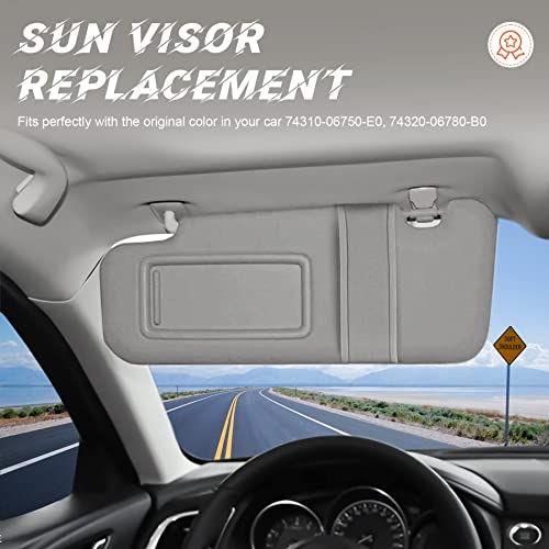 Gray Driver Left Side Sun Visor Replacement Compatible with 2007 2008 2009 2010 2011 Toyota Camry Without Sunroof Replace 74320-06780-B0, 74320-33B81-B0 by ILONPA - Image 3