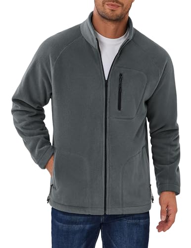COOFANDY Men's Polar Fleece Jackets Zip Up Long Sleeve Jacket with Pockets Lightweight Warm Casual Outdoor Outerwear Coat