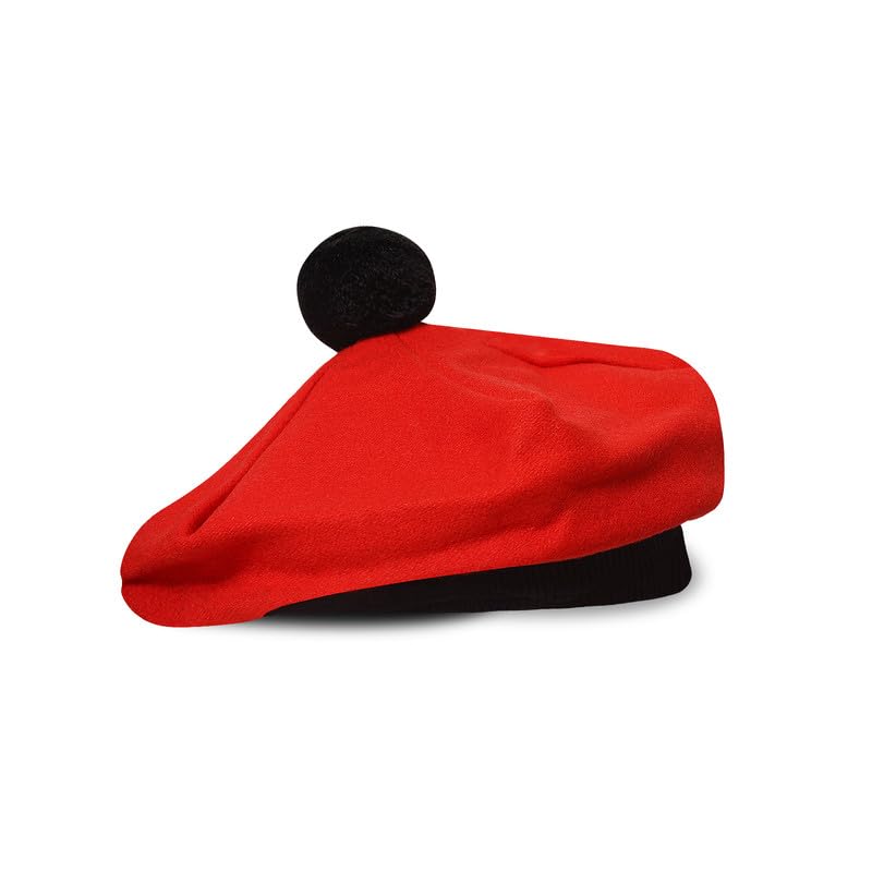 Image of Scottish Tam O' Shanter Hat Tartan Bonnet Pom Pom Wool Flat Cap One Size