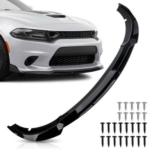 Front Bumper Lip Splitter Spoiler Compatible with Dodge Charger SRT Hellcat/RT Scat Pack/Daytona/RT 392 2015-2023 Accessories Air Chin Body Kit (Gloss Black)