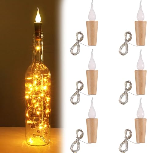 Editbar 6 Stück Flaschenlichterkette Korken,Lichterkette...