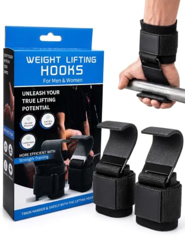 Image of Weight Lifting Hooks with Wrist Support, Heavy Duty Gym Lifting Straps for Deadlift, Pull Ups, Rows, Shrugs and Strength Training Men and Women, Black