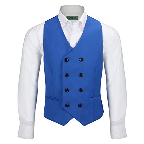 Xposed - Gilet da uomo in stile retrò, vintage, doppio petto, formale Blu reale Petto 56