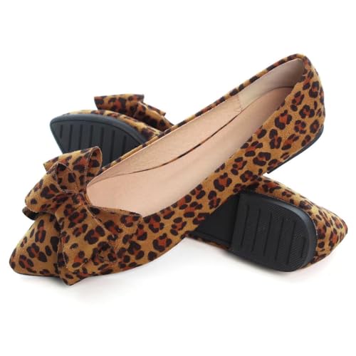 INEELUYI Womens Casual Flats Soft Pointed Toe Bowknot Slip On Dress Flats3