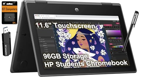 Image of HP Chromebook Pro X360 Fortis 11 2-in-1 Laptop (11.6 inch Touchscreen, Intel Processor, 4GB RAM, 32GB eMMC + 64GB SD Card), Rugged & Spill-Resistant, Convertible, Students & Education, Webcam, Chrome OS