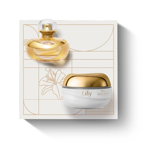 O Boticário Lily Coffret Set Regalos Para Mujer | Lily Crema Hidratante Corporal Perfumada Satinado 250g y Lily Perfume Eau de Parfum EDP 75ml