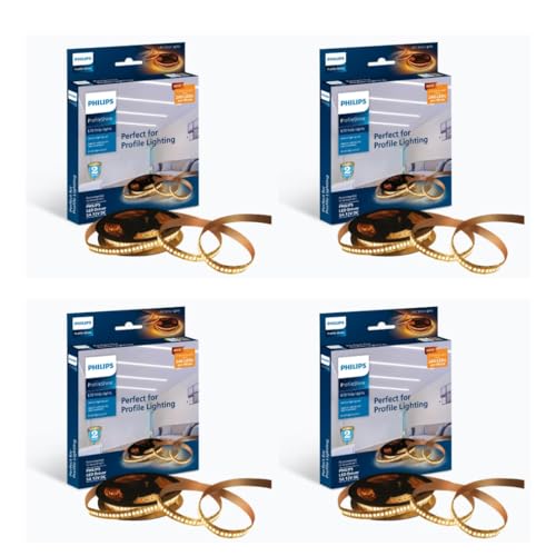 PHILIPS Polycarbonate LED Profile Light for Ceiling|5-Meter LED Strip Light for Home Decoration|Profile Shine, Warm White|Pack of 4 (Driver Required S