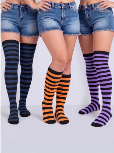 Image of Apoway 6 Pairs Plus Size Thigh High Socks Warm Thigh High Stockings Over the Knee Socks for Women, L-XXL