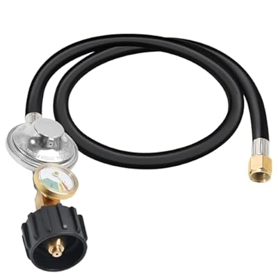 ABYDA 3Ft Propane Regulator Hose with Propane Tank Gauge, Universal Low Pressure QCC1 Adapter for LP Gas Grills, Heaters, and Fire Pits, 3/8" Female Flare Nut, CSA Certified