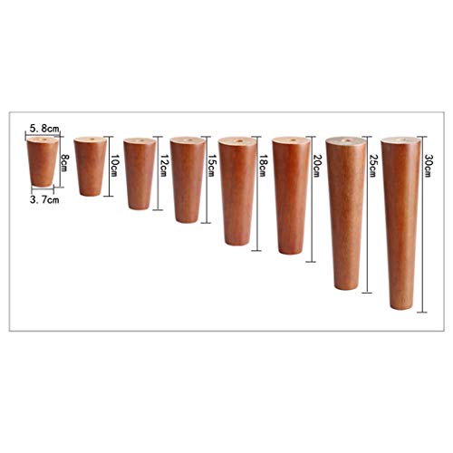 Patas de madera maciza de 18cm para sofá y muebles con placa de montaje, juego de 4 piezas 4