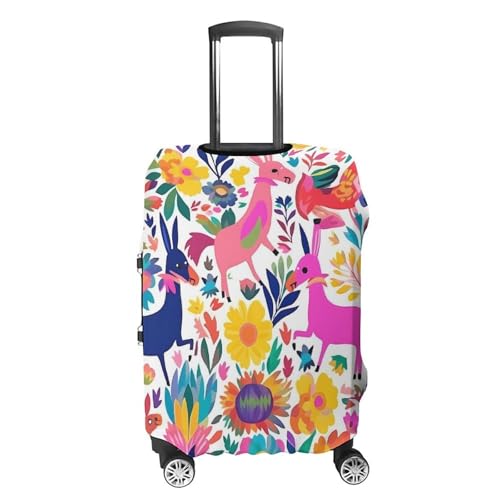 Mexican Otomi Animals Luggage Cover, Washable Elastic Suitcase Cover Protector Fit 18-32 Inch Luggage4