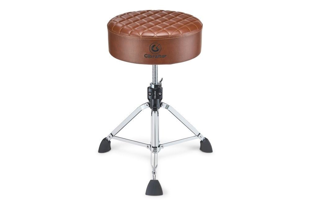 Gibraltar stołek perkusyjny, drumhocker 9800 Series - 9808RS-BR - 15" okrągłe siedzisko Memory Foam Cushion winyl chestnut/brąz - Podwójne wzmocnienia