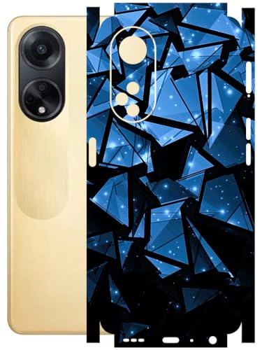 Image of AtOdds - Full Body Back Screen Guard Protector Film - Lamination Wrap Skin Sticker Compatible with Oppo F23 (5G) | Scratchproof Matte Finish (Blue Crystals)