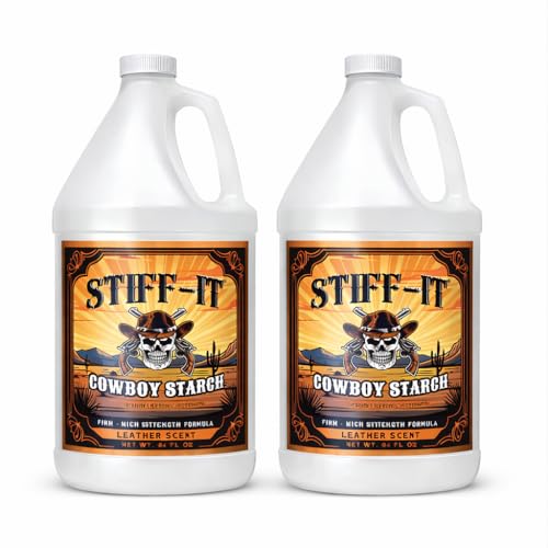 Stiff-it Western Cowboy Starch for Crisp and Clean Denim - Patent Formula with Leather Scent Easy-Pour Design and Winkle-Free Jeans
