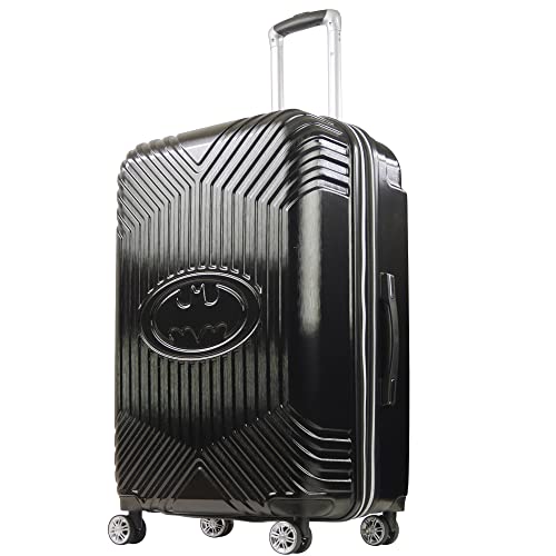 FUL DC Comics Batman Rolling Luggage, Molded Hardshell Suitcase with Spinner Wheels, Black, 29 Inch