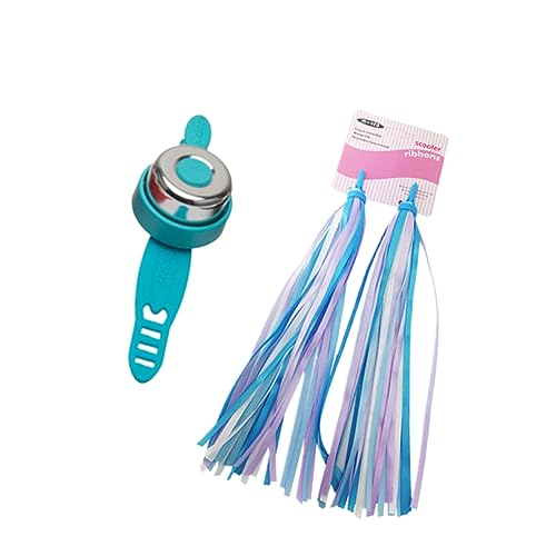 KESYOO 2Pcs Bike Handlebar Bell and Streamers Set for Blue Tassels with Red Bell Fun Bicycle Accessories for Boys for Scooters and Bikes