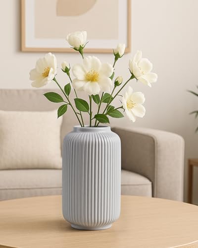 Vase blanc en céramique de 20cm, idée cadeau déco maison
