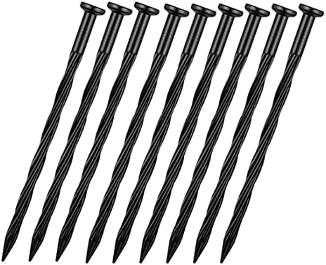 WOWCASE 8" Inch Plastic Edging Nails, 25 Pcs Spiral Polymer Materials Landscape Edging Anchoring Spikes, Anchoring Stake Nails for Paver Edging, Weed Barrier, Artificial Turf Etc. (8 Inch - 25 Pcs)
