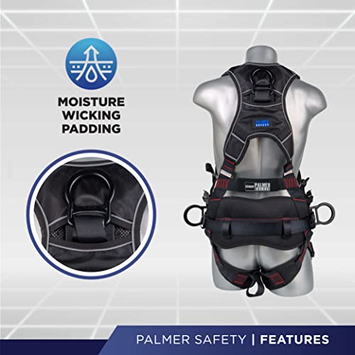 Image of Palmer Safety Hammerhead 5pt Safety Harness Back Padded, QCB Chest, Tongue Buckel Legs Straps, Back & Side D-Rings