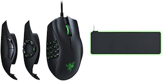 Razer Naga Trinity - MOBA/MMO Gaming Mouse (16,000 DPI 5G Optical Sensor, Up to 19 Programmable Buttons), Black & Goliathus Extended Chroma - Extra Large, Soft XXL Gaming Mouse Mat Black