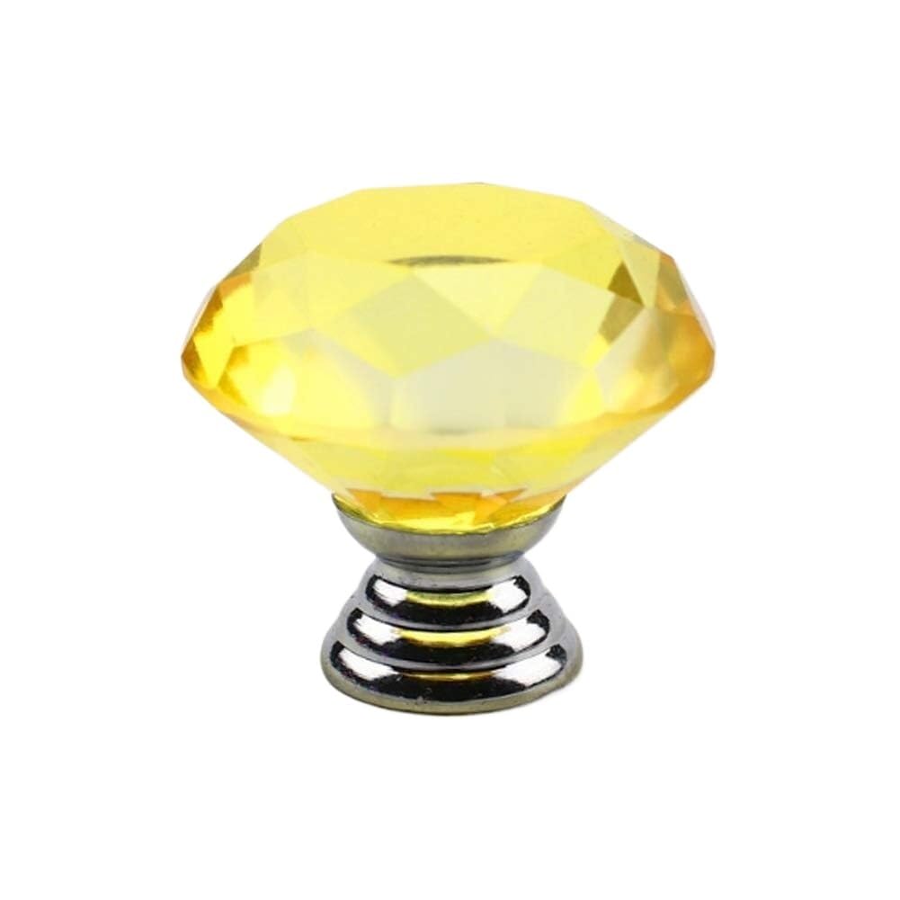 10 szt. 30 mm, kryształowe uchwyty do szuflad w kształcie diamentu, gałki do komody, stop cynku ze śrubami(Yellow)