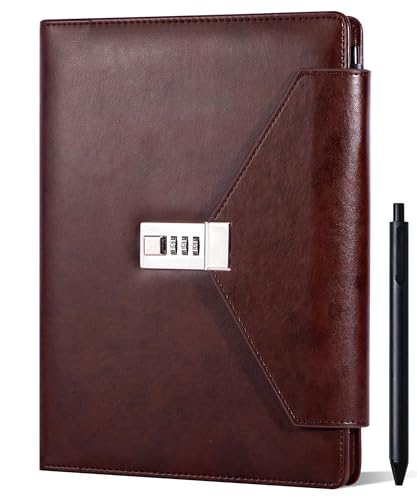 CAGIE Journal with Lock Gifts for Women Men Retired Colleagues to Record Life Travel Plans 7.5 x 10 Inch 220 Pages Lock Diary with Pen Gift Box