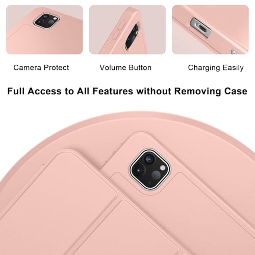 Image of ZryXal New iPad Pro 13 Inch Case (M5) 2025 / (M4) 2024 with Pencil Holder, Smart iPad Case [Support Pencil Pro and Pencil (USB-C)], Support Touch ID and Auto Wake /Sleep (Rose Gold)