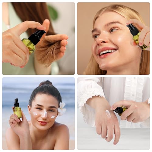Image of Segbeauty 5pcs 1oz Empty Refillable Glass Creams Lotions Bottles, 30ml Travel Glass Pump Bottle lotion Container Foundation Bottle for Travel, Leak Proof Containers for Oils