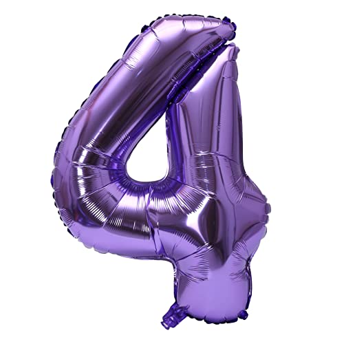 Image of YPSelected 32 Inch Large Foil Helium Number Balloon Birthday Wedding Party 0-9 (Purple, 4)