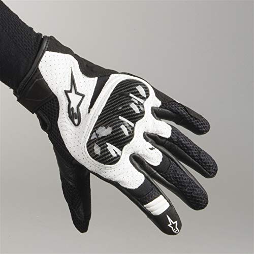 Image of Alpinestars Black /White Sz L Alpinestars SMX-1 Air V2 Vented Leather Motorcycle Glove