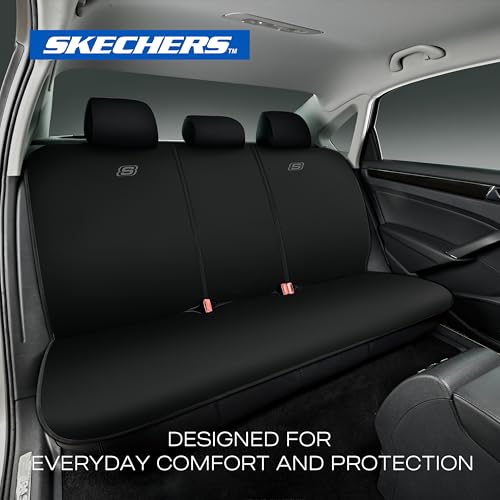 Skechers Seat Covers, Premium Breathable Polyester Car Seat Covers, Car Seat Covers Full Set Airbag Compatible, Automotive Comfort for Most Cars, Vans, Trucks, SUVs (Full Set,Black) - Thumbnail 5
