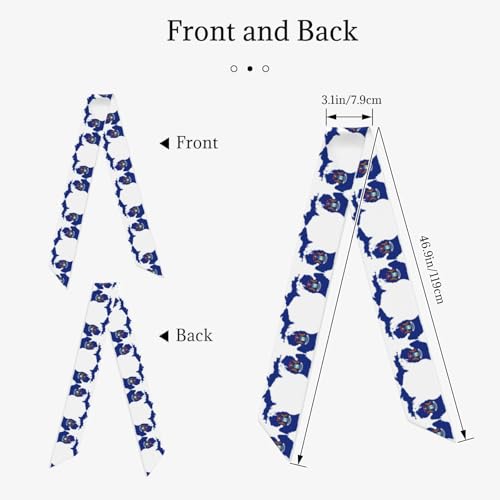 Michigan State Flag Map Print Scarf For Women Soft Silk-Like Scarves Silk Scarf Winter Scarf Clothing Accessories2
