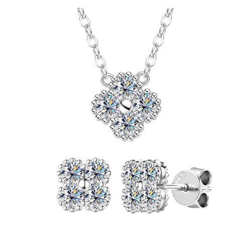 [SenyEr] 18K �S�[���h ���b�L �V���o�[ 925 3mm ���A�b�T�i�C�g �l�b�N���X �C�������O �u���X���b�g �Z�b�g �N���[�o�[ �t�����[ �`���[�� �W���G���[(N-E-Set-White Gold)