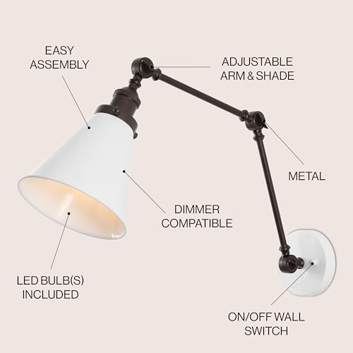 Image of JONATHAN Y Rover 1-Light Wall Sconce 7 inch, White /Oil Rubbed Bronze