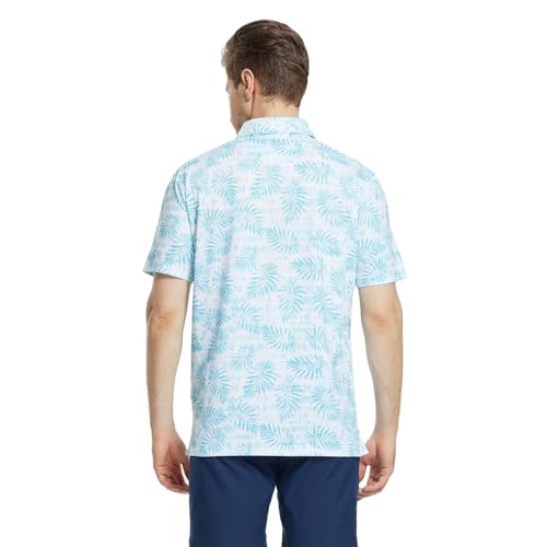 Image of M MAELREG Mens Golf Shirt Short Sleeve Dry Fit Print Moisture Wicking Performance Patterns Collared Polo Shirt